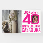 40歳の誕生日ピンクのルック40カスタムの写真は今 横断幕 (横)