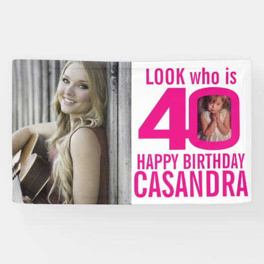 40歳の誕生日ピンクのルック40カスタムの写真は今 横断幕 (横)