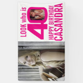40歳の誕生日ピンクのルック40カスタムの写真は今 横断幕 (縦)