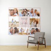 40歳の誕生日ピンクの女の子らしいグリッター写真コラージュ タペストリー (インサイチュ(横))