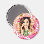 40歳の誕生日ピンクの花の柄の写真 マグネット (正面/裏面)