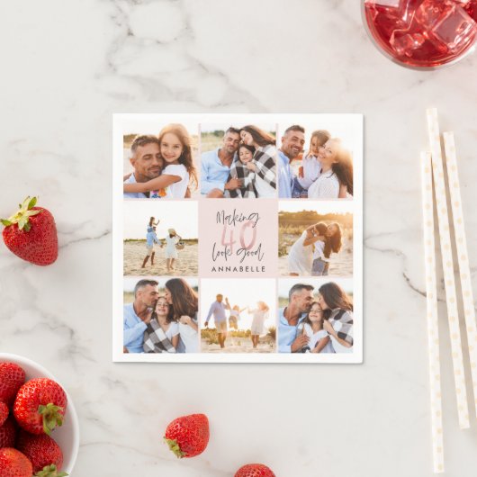 40歳の誕生日ピンクガーリーグリッター写真集 スタンダードカクテルナプキン (インサイチュ)