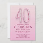 40歳の誕生日ピンクダイヤモンド 招待状 (正面)