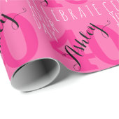 40歳の誕生日ピンクモダンタイポグラフィ ラッピングペーパー (ロールコーナー)