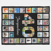 40歳の誕生日ファミリー写真コラージュ大 フリースブランケット (正面(横))