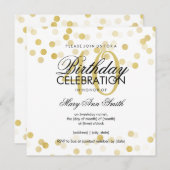 40歳の誕生日フェイクパーティー金箔グリッター灯 招待状 (正面/裏面)