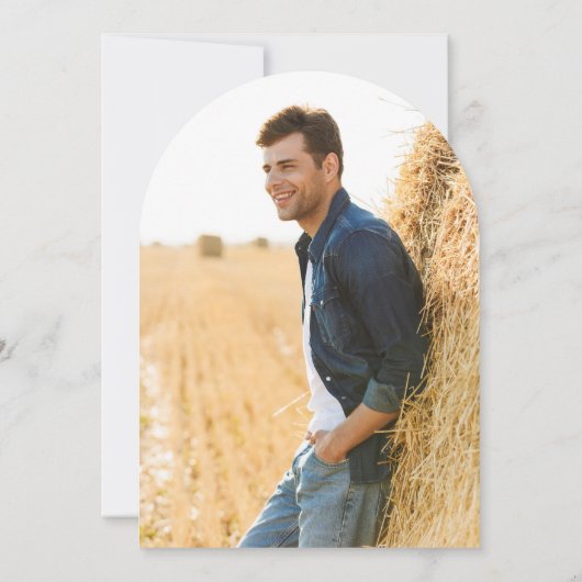 40歳の誕生日フォトカウボーイハットブーツ男らし 招待状 (裏面)