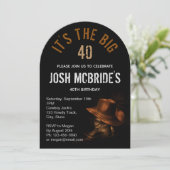 40歳の誕生日フォトカウボーイハットブーツ男らし 招待状 (スタンド正面)