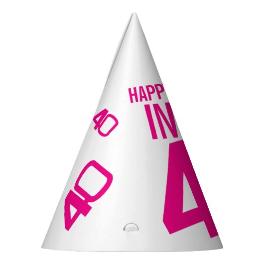 40歳の誕生日フォトカスタムフォトピンク白 パーティーハット (左)