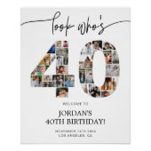 40歳の誕生日フォトコラージュウェルカムサイン ポスター (正面)