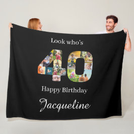40歳の誕生日フォトコラージュテンプレート フリースブランケット