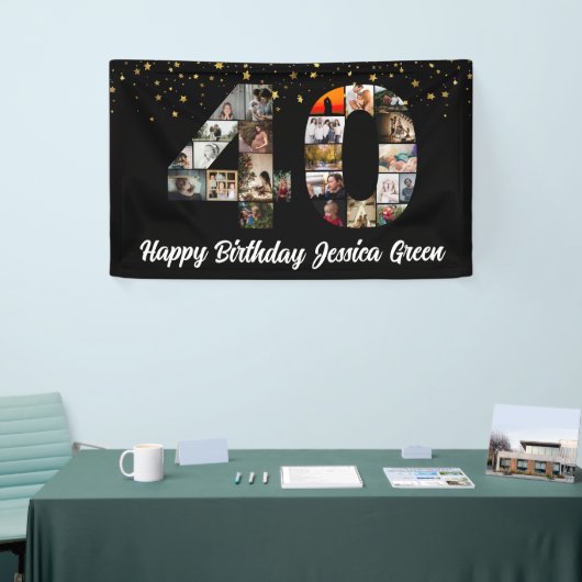 40歳の誕生日フォトコラージュハッピーバースデーイベント 横断幕 (トレードショー)