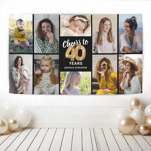 40歳の誕生日フォトコラージュバナー 横断幕