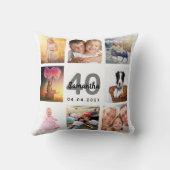 40歳の誕生日フォトコラージュ女性ホワイト クッション (裏面)