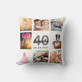 40歳の誕生日フォトコラージュ女性ホワイト クッション (正面)