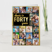 40歳の誕生日フォトコラージュ応援～40歳 箔グリーティングカード (正面)