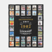 40歳の誕生日フォトコラージュ祖父 フリースブランケット (正面)