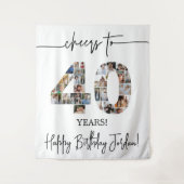 40歳の誕生日フォトコラージュ背景 タペストリー (正面)