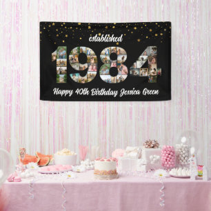40歳の誕生日フォトコラージュ設立1984 横断幕