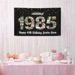 40歳の誕生日フォトコラージュ設立1985 横断幕
