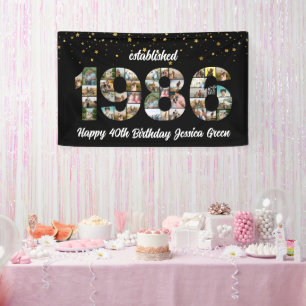 40歳の誕生日フォトコラージュ設立1986 横断幕
