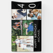 40歳の誕生日フォトコラージュ5写真白黒 横断幕 (縦)