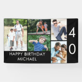 40歳の誕生日フォトコラージュ5写真白黒 横断幕 (横)