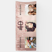 40歳の誕生日フォトバラ金ゴールドグリッタースパークル 横断幕 (縦)