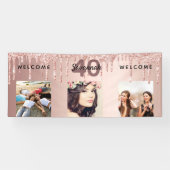 40歳の誕生日フォトバラ金ゴールドグリッタースパークル 横断幕 (横)