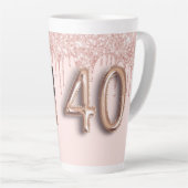 40歳の誕生日フォトバラ金ゴールドグリッターピンクバルーン カフェラテマグ (右アングル)
