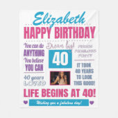 40歳の誕生日フォトパーソナライズされたフリースブランケット フリースブランケット (正面)