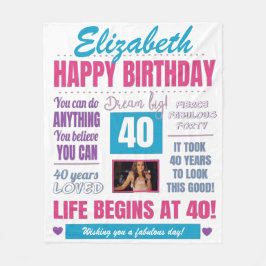 40歳の誕生日フォトパーソナライズされたフリースブランケット フリースブランケット