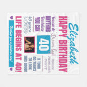 40歳の誕生日フォトパーソナライズされたフリースブランケット フリースブランケット (正面(横))