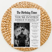 40歳の誕生日フォトパーティー新聞風デザイン 招待状