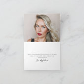 40歳の誕生日フォトピンクの弓ワイルドフラワー折り サンキューカード (内部)