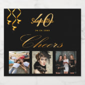 40歳の誕生日フォトブラック金ゴールド応援スクリプト スパークリングワインラベル (シングルラベル)