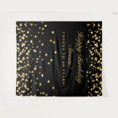 40歳の誕生日フォトブース看板、ブラックとゴールド タペストリー (正面(横))