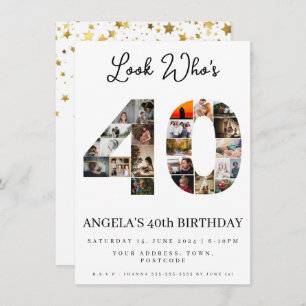 40歳の誕生日フォトモンタージュのルック誰40歳 招待状