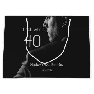 40歳の誕生日フォト男性の名前 作成年 ラージペーパーバッグ