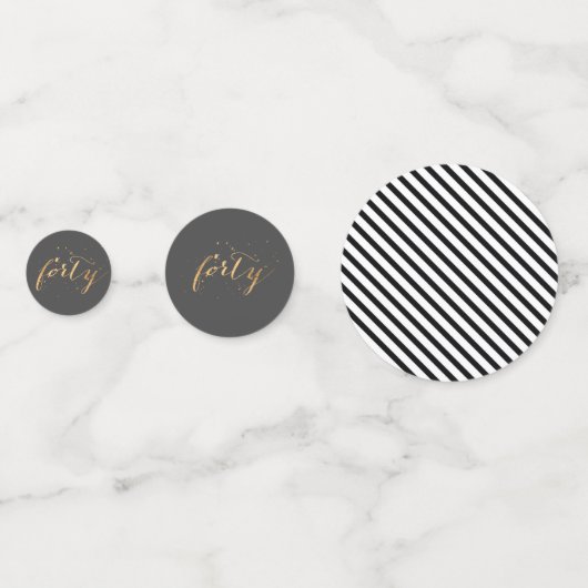 40歳の誕生日フォト白黒金ゴールドパーティー コンフェッティ (裏面)