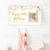 40歳の誕生日フォト金ゴールドスターパーソナライズされたバナー 横断幕 (インサイチュ)