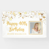 40歳の誕生日フォト金ゴールドスターパーソナライズされたバナー 横断幕 (横)
