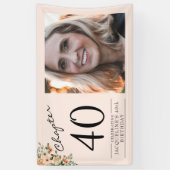 40歳の誕生日フローラピンク写真 横断幕 (縦)