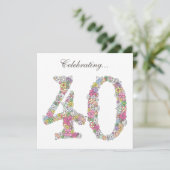 40歳の誕生日フローラ番号40カスタム招待状 招待状 (スタンド正面)