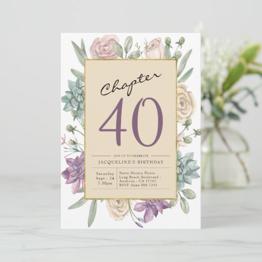 40歳の誕生日フローラ驚きのパーティー 招待状 (スタンド正面)