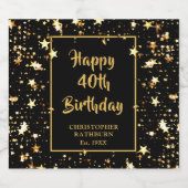 40歳の誕生日ブラシスクリプトブラック金ゴールドスター ビールラベル (シングルラベル)