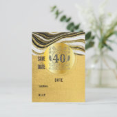 40歳の誕生日ブラックと金ゴールドモダンは日付を保存 ポストカード (スタンド正面)