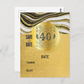 40歳の誕生日ブラックと金ゴールドモダンは日付を保存 ポストカード (正面/裏面)
