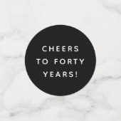 40歳の誕生日ブラックアンドバラ金ゴールド カスタム コンフェッティ (スモール正面)