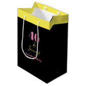 40歳の誕生日ブラックイエロー ミディアムペーパーバッグ (正面アングル)
